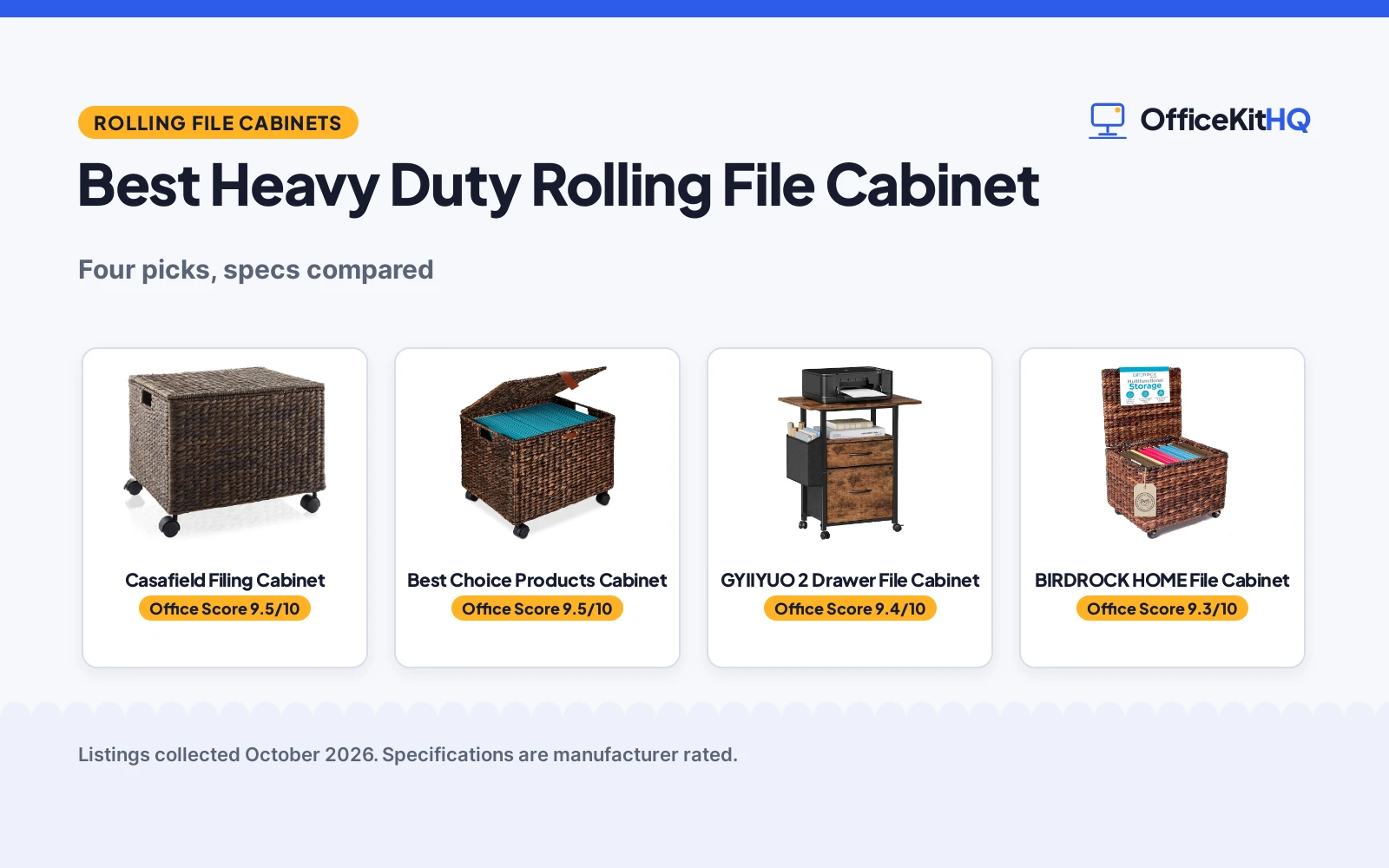 Best Heavy Duty Rolling File Cabinet (2026): 4 Storage Picks