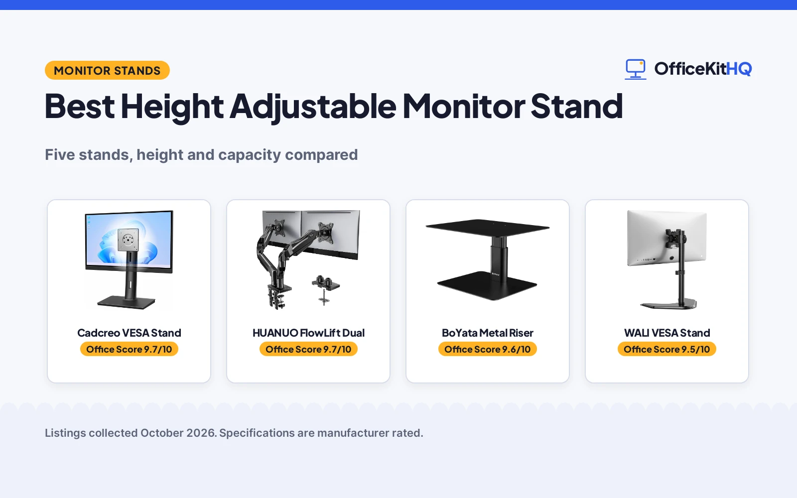 Best Height Adjustable Monitor Stand (2026): 5 Compared