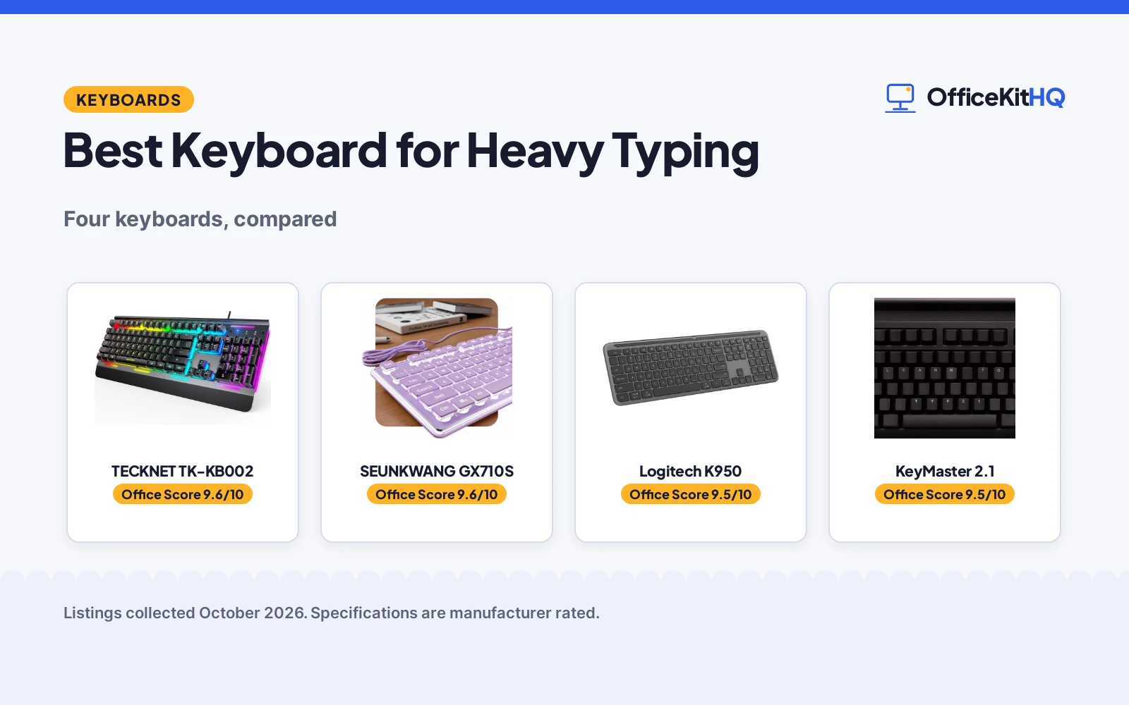 Best Keyboard for Heavy Typing (2026): 4 Compared