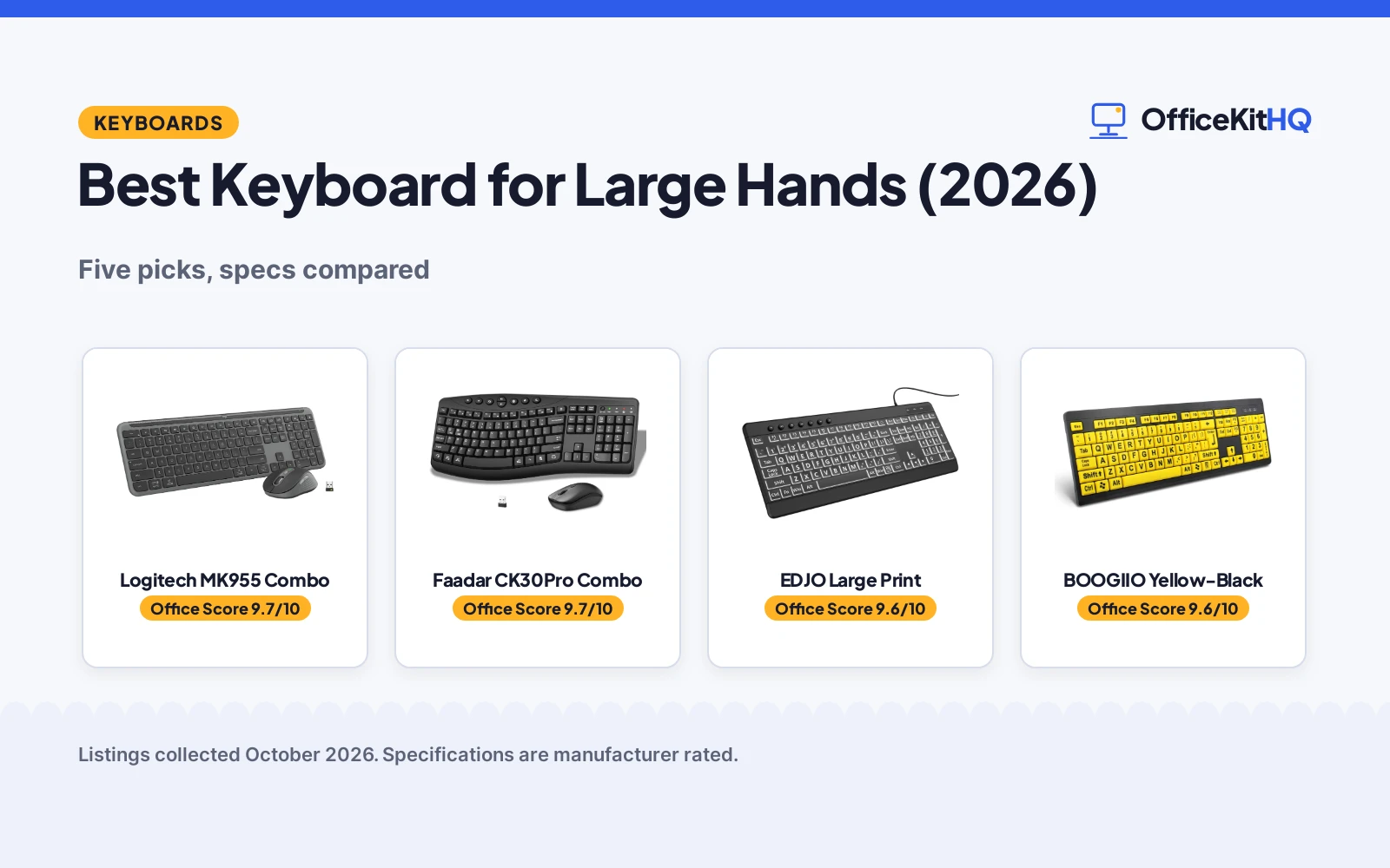 Best Keyboard for Large Hands (2026): 5 Compared