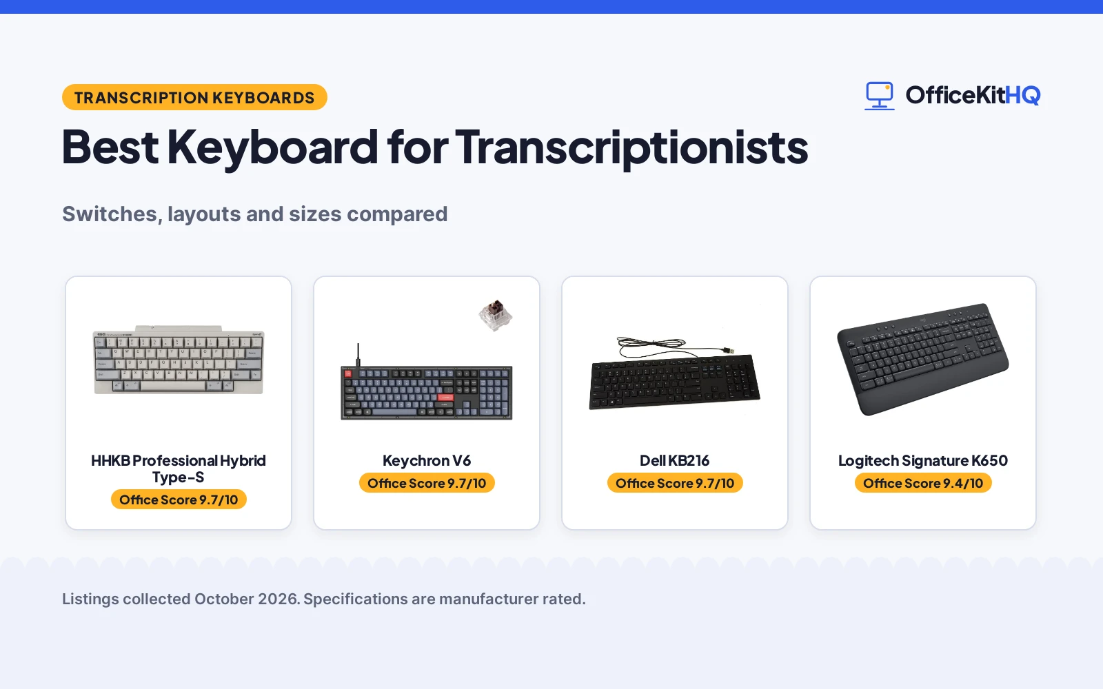 Best Keyboard for Transcriptionists (2026): 5 Keyboards Compared