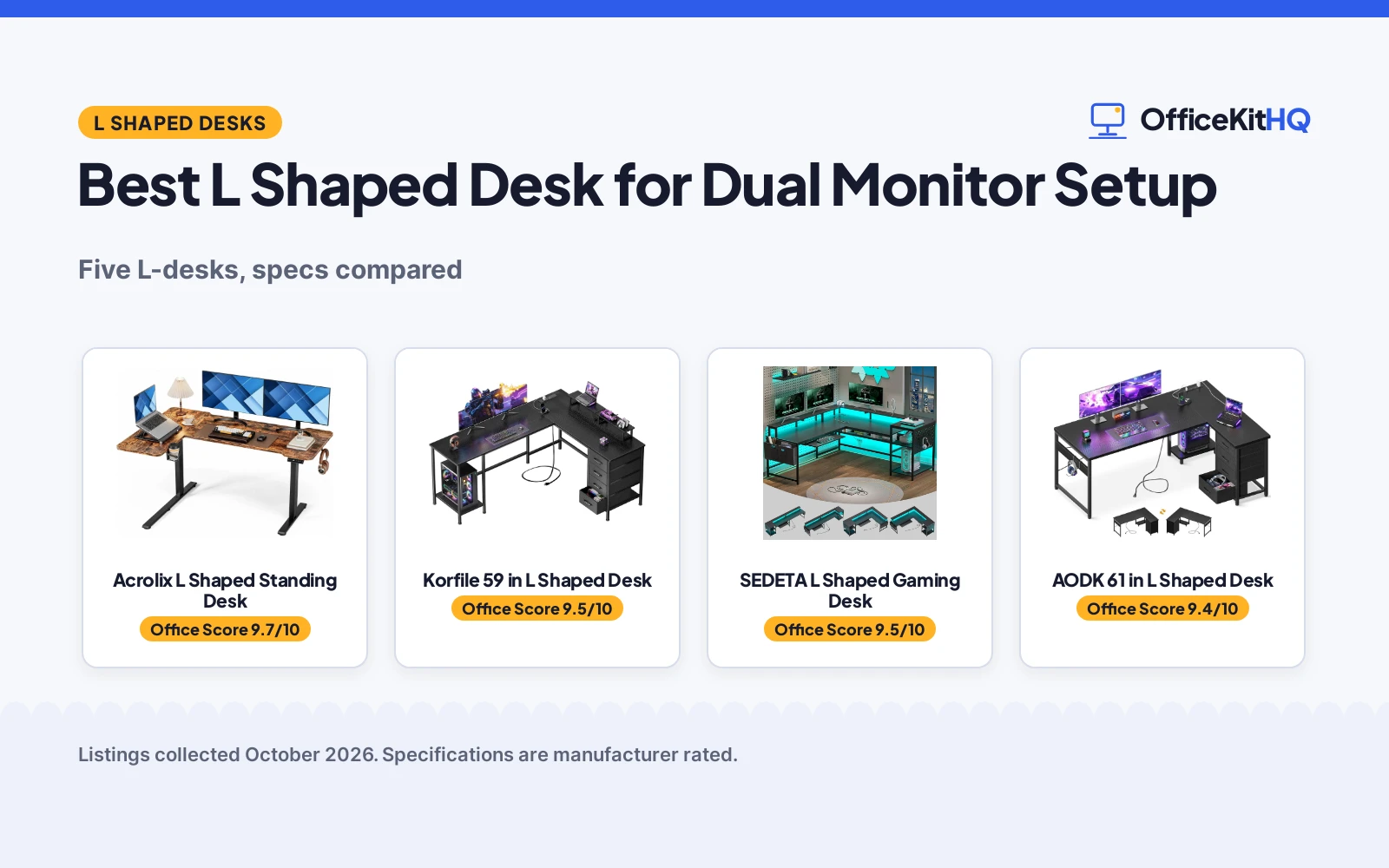 Best L Shaped Desk for Dual Monitor Setup: 5 Compared