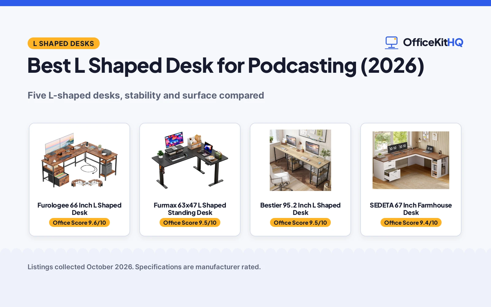 Best L Shaped Desk for Podcasting (2026): 5 Compared