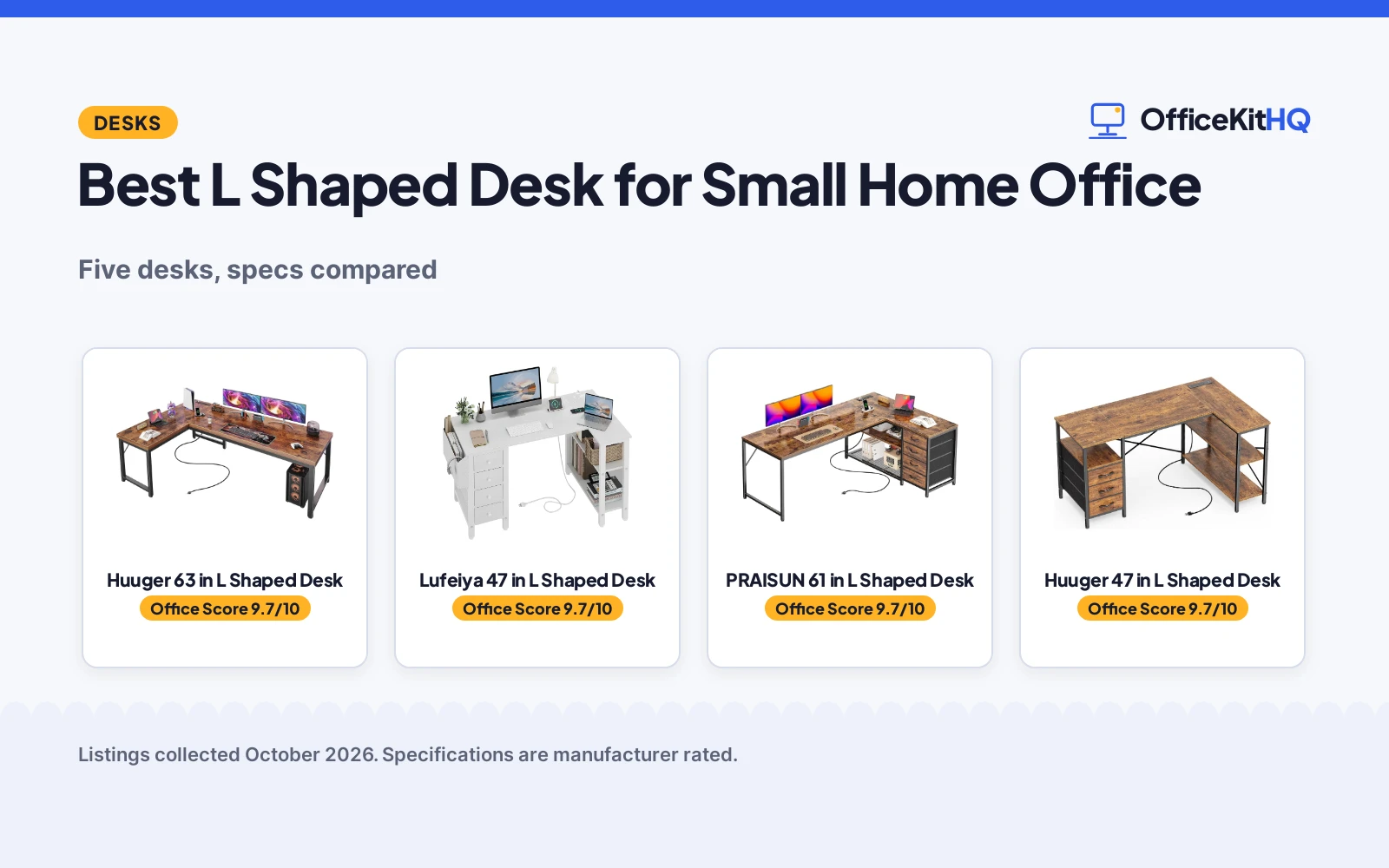 Best L Shaped Desk for Small Home Office (2026): 5 Compared