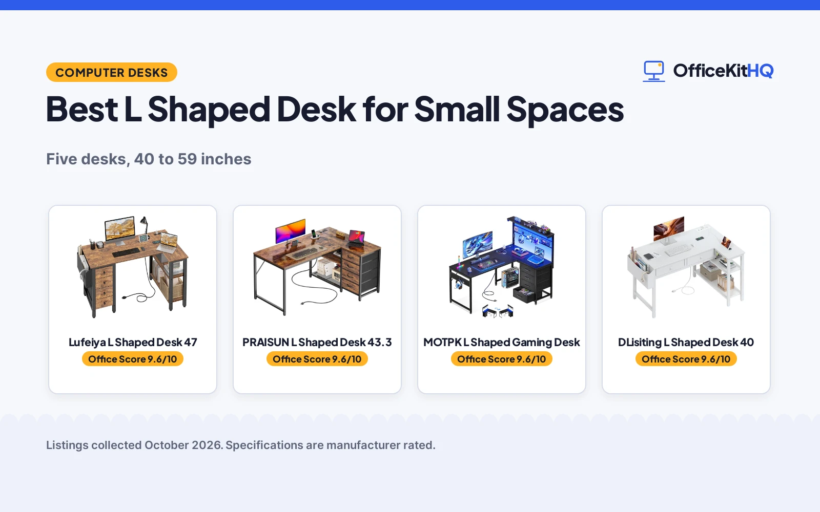 Best L Shaped Desk for Small Spaces (2026): 5 Compared