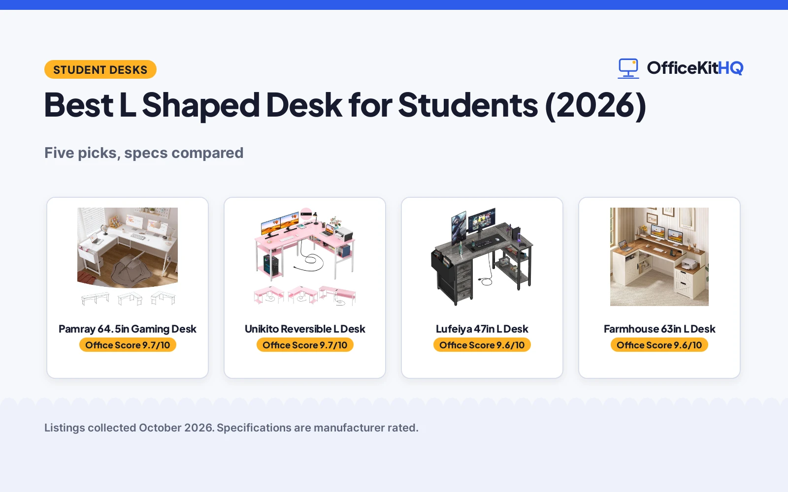 Best L Shaped Desk for Students (2026): 5 Compared