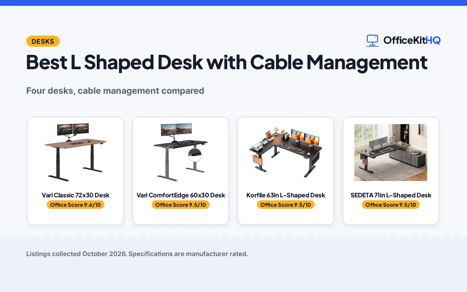 Best L Shaped Desk with Cable Management: 4 Picks