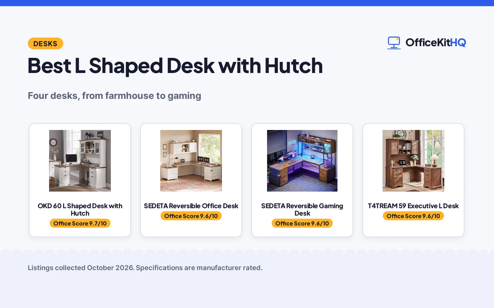 Best L Shaped Desk with Hutch (2026): 4 Compared