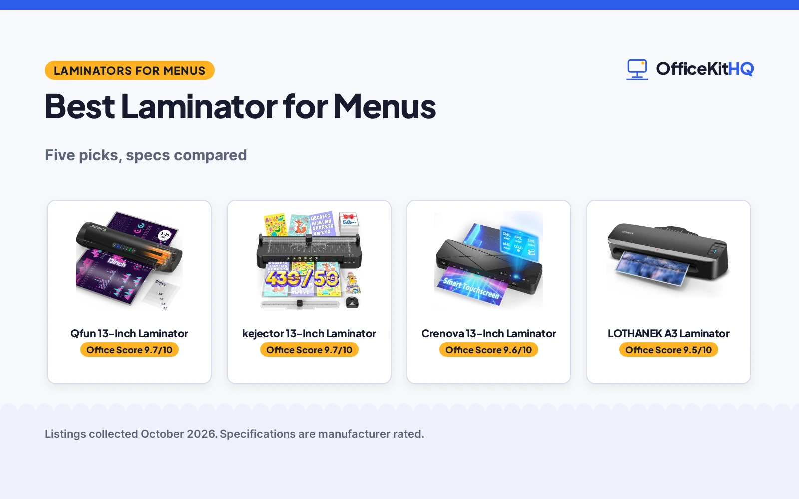 Best Laminator for Menus (2026): 5 Laminators Compared