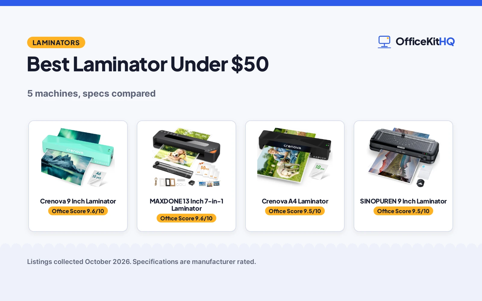 Best Laminator Under $50 (2026): 5 Laminators Compared