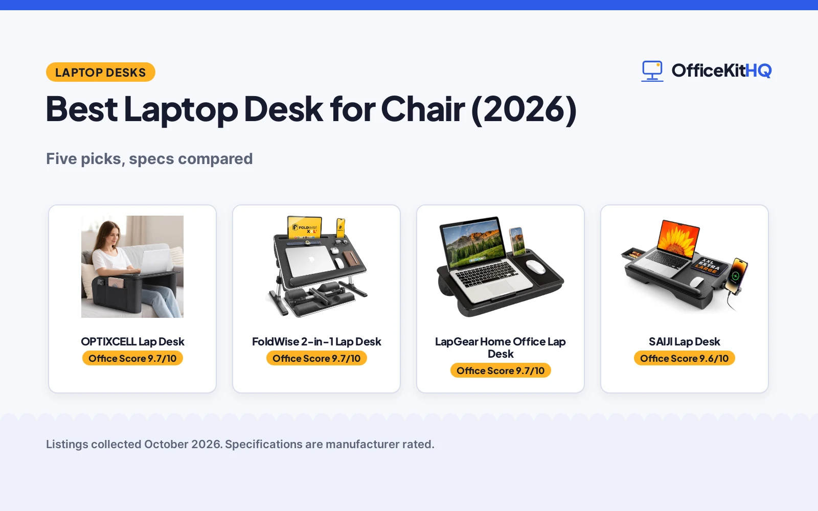 Best Laptop Desk for Chair (2026): 5 Compared