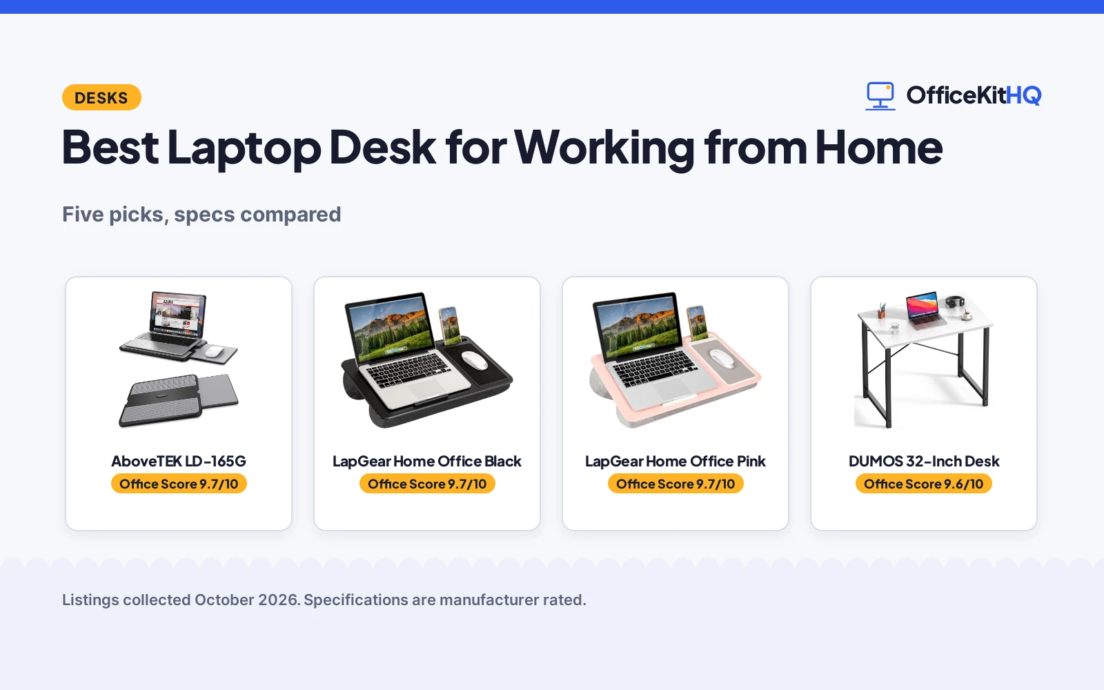 Best Laptop Desk for Working from Home (2026): 5 Compared