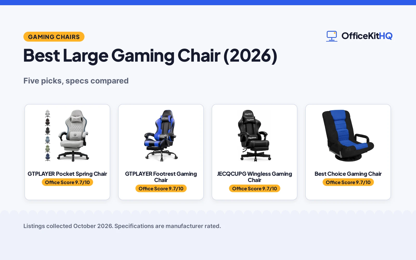 Best Large Gaming Chair (2026): 5 Picks Compared