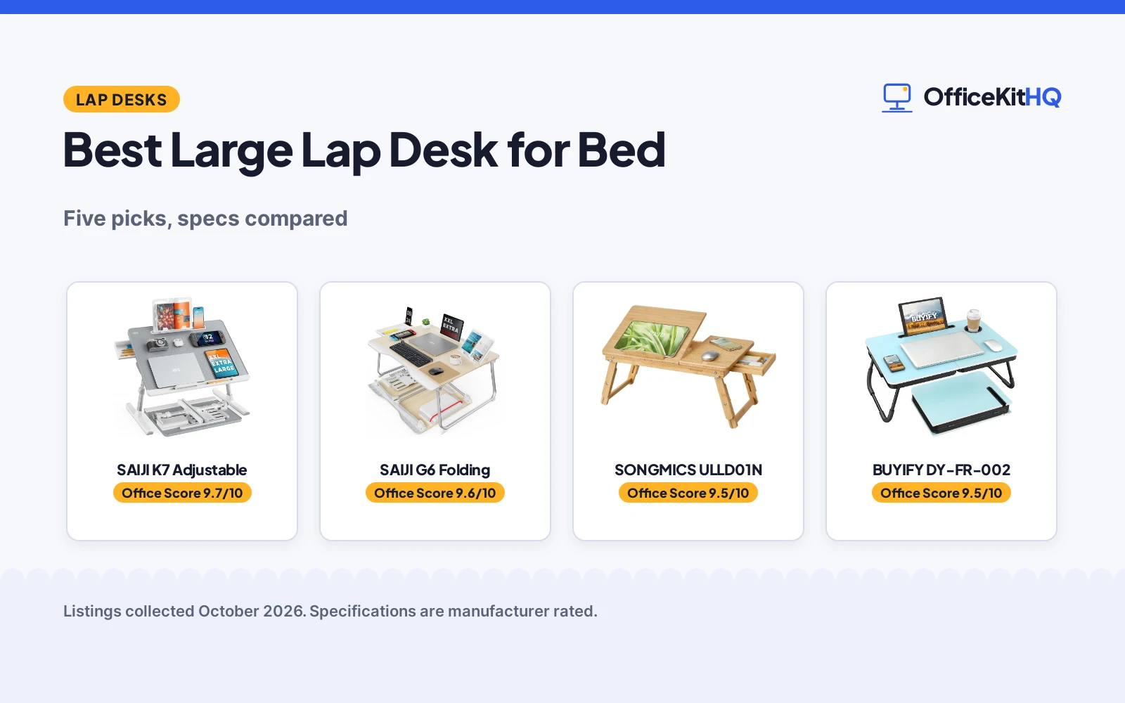Best Large Lap Desk for Bed (2026): 5 Compared