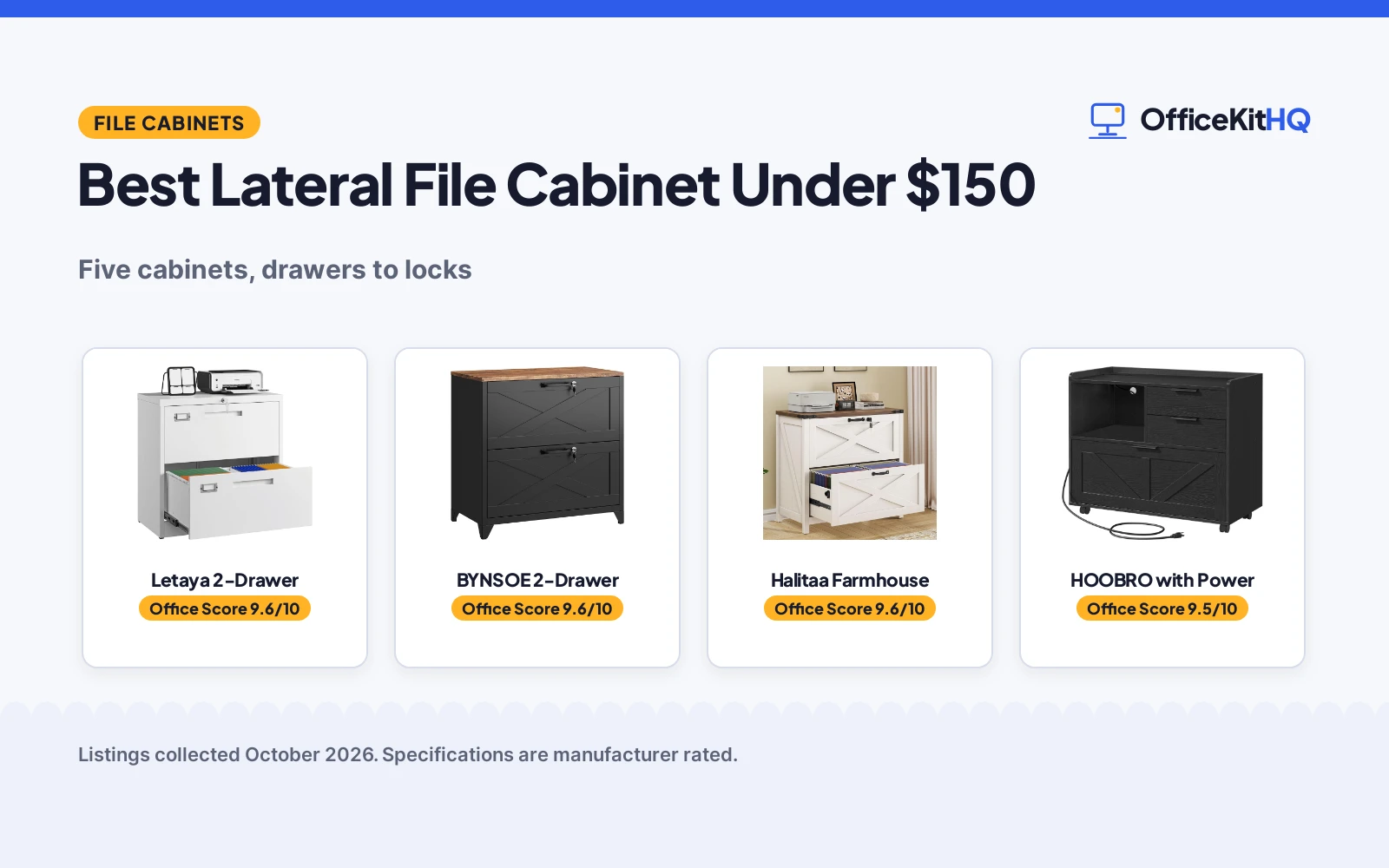 Best Lateral File Cabinet Under $150 (2026): 5 Compared