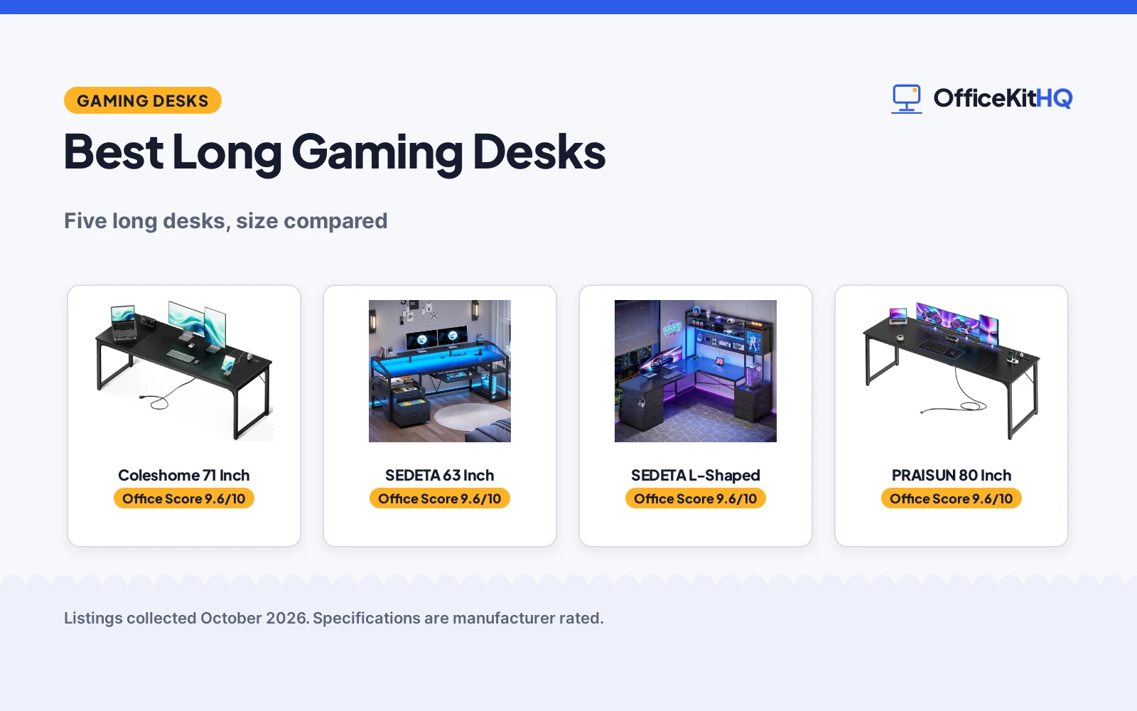 Best Long Gaming Desks (2026): 5 Desks Compared