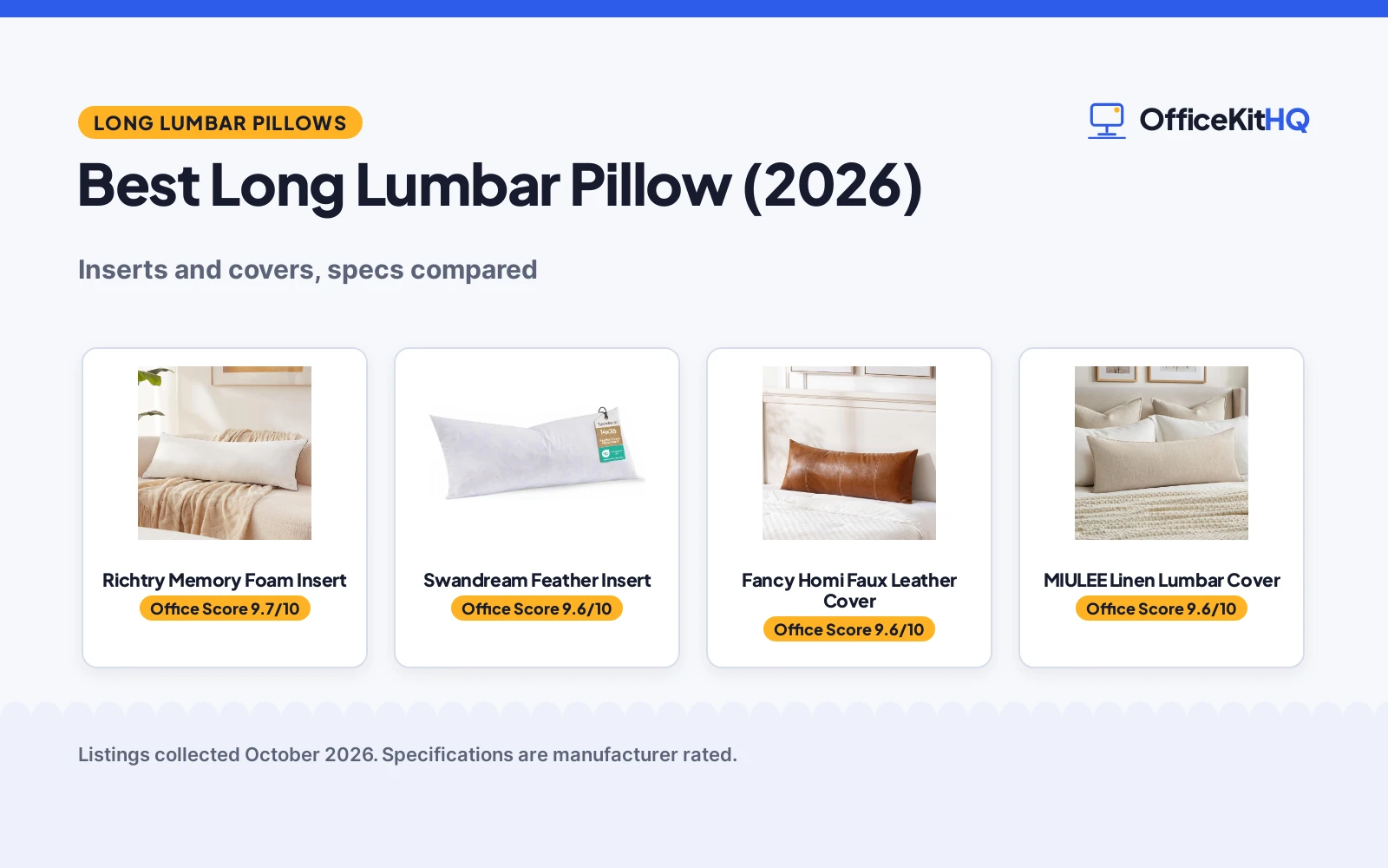 Best Long Lumbar Pillow (2026): 5 Inserts and Covers Compared