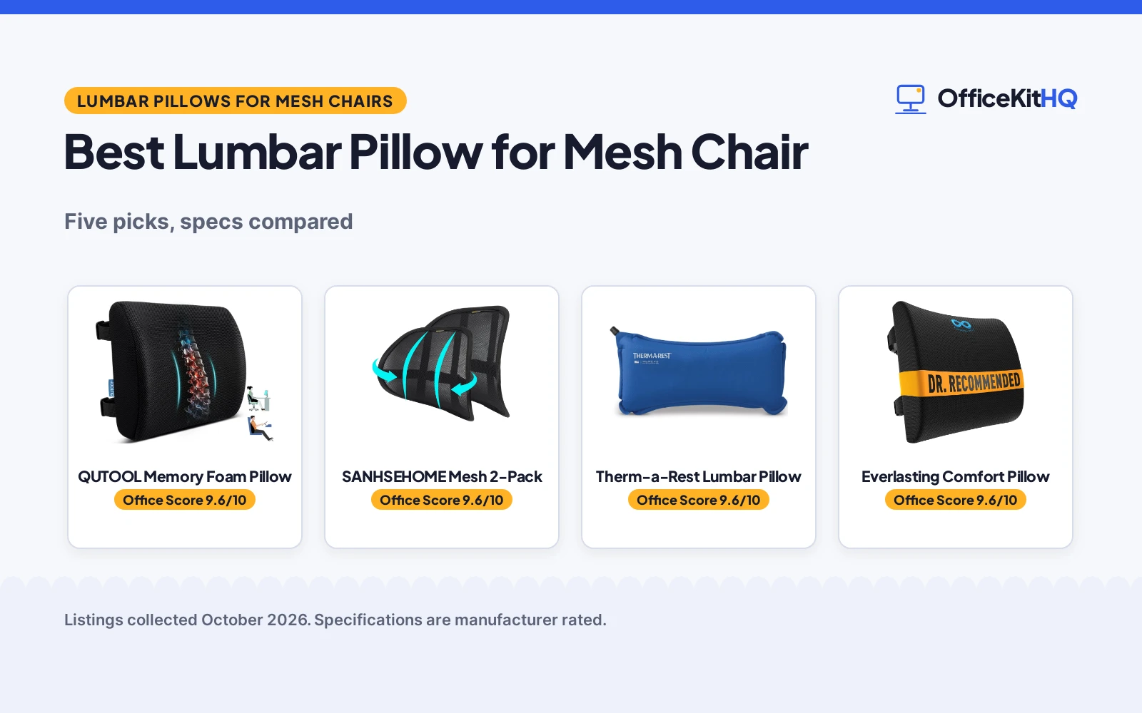 Best Lumbar Pillow for Mesh Chair (2026): 5 Picks Compared