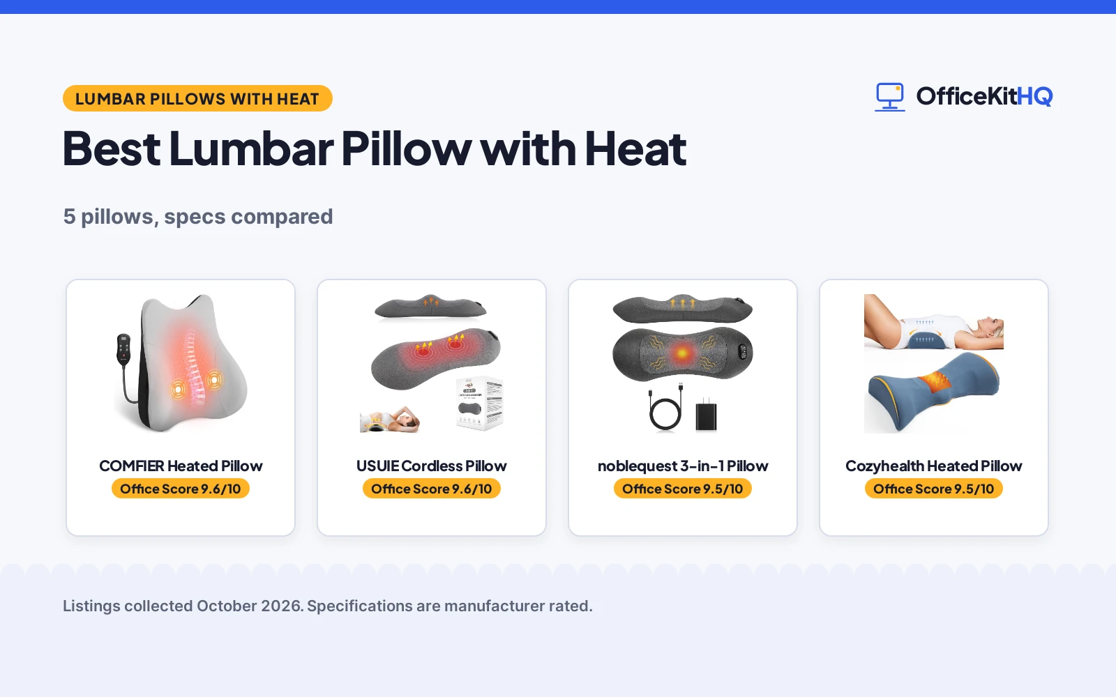 Best Lumbar Pillow with Heat (2026): 5 Pillows Compared