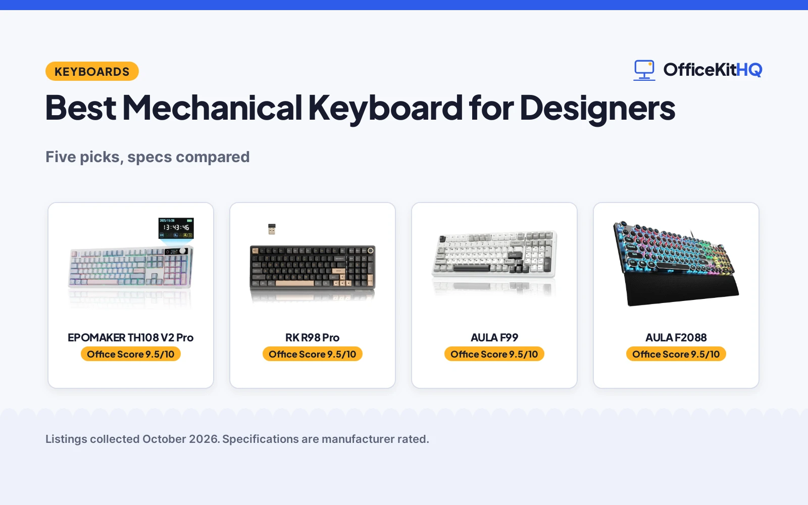 Best Mechanical Keyboard for Designers (2026): 5 Top Picks