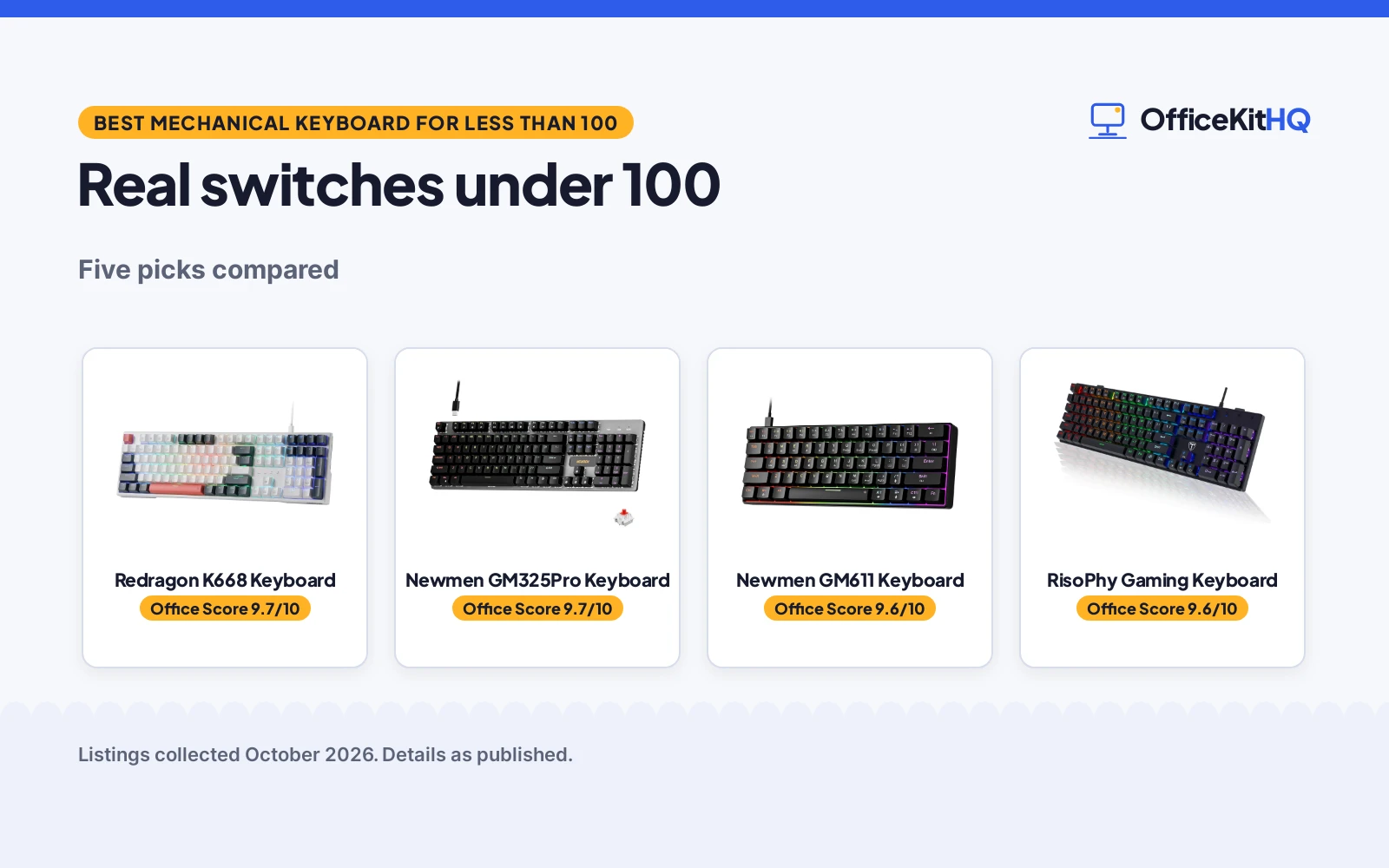 Best Mechanical Keyboard for Less Than 100 (2026): 5 Compared