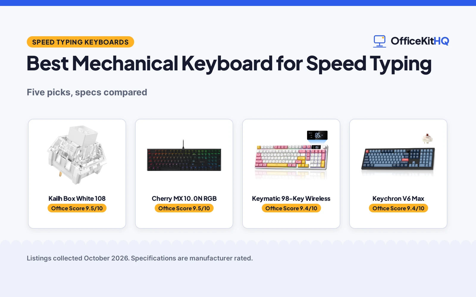 Best Mechanical Keyboard for Speed Typing (2026): 5 Compared