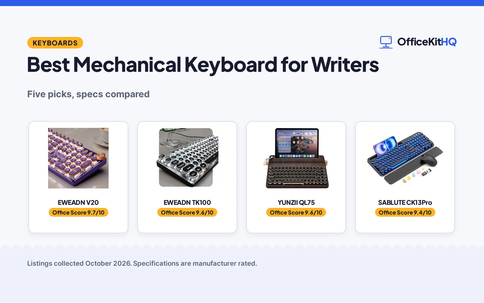 Best Mechanical Keyboard for Writers (2026): 5 Compared