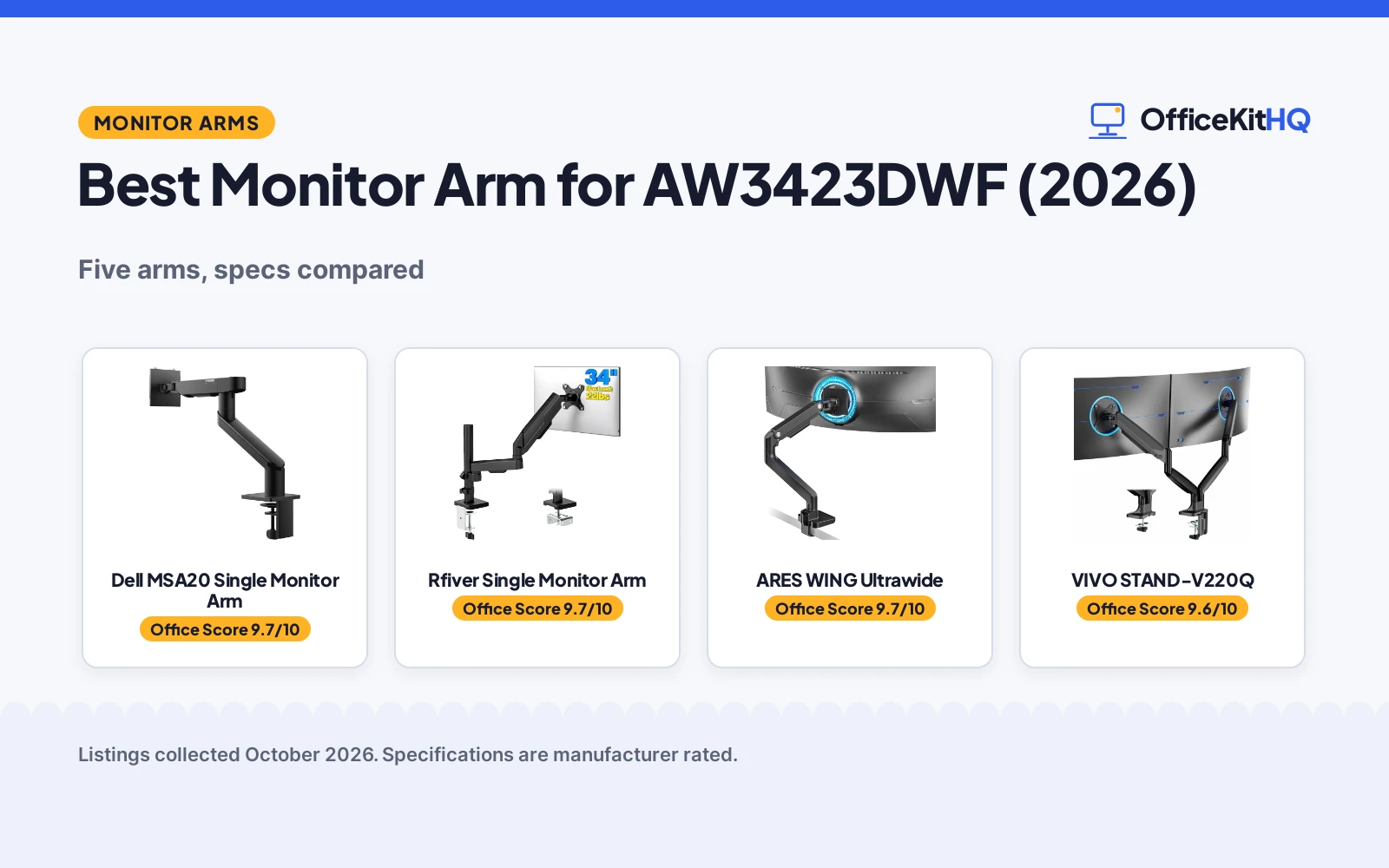 Best Monitor Arm for AW3423DWF (2026): 5 Picks Compared