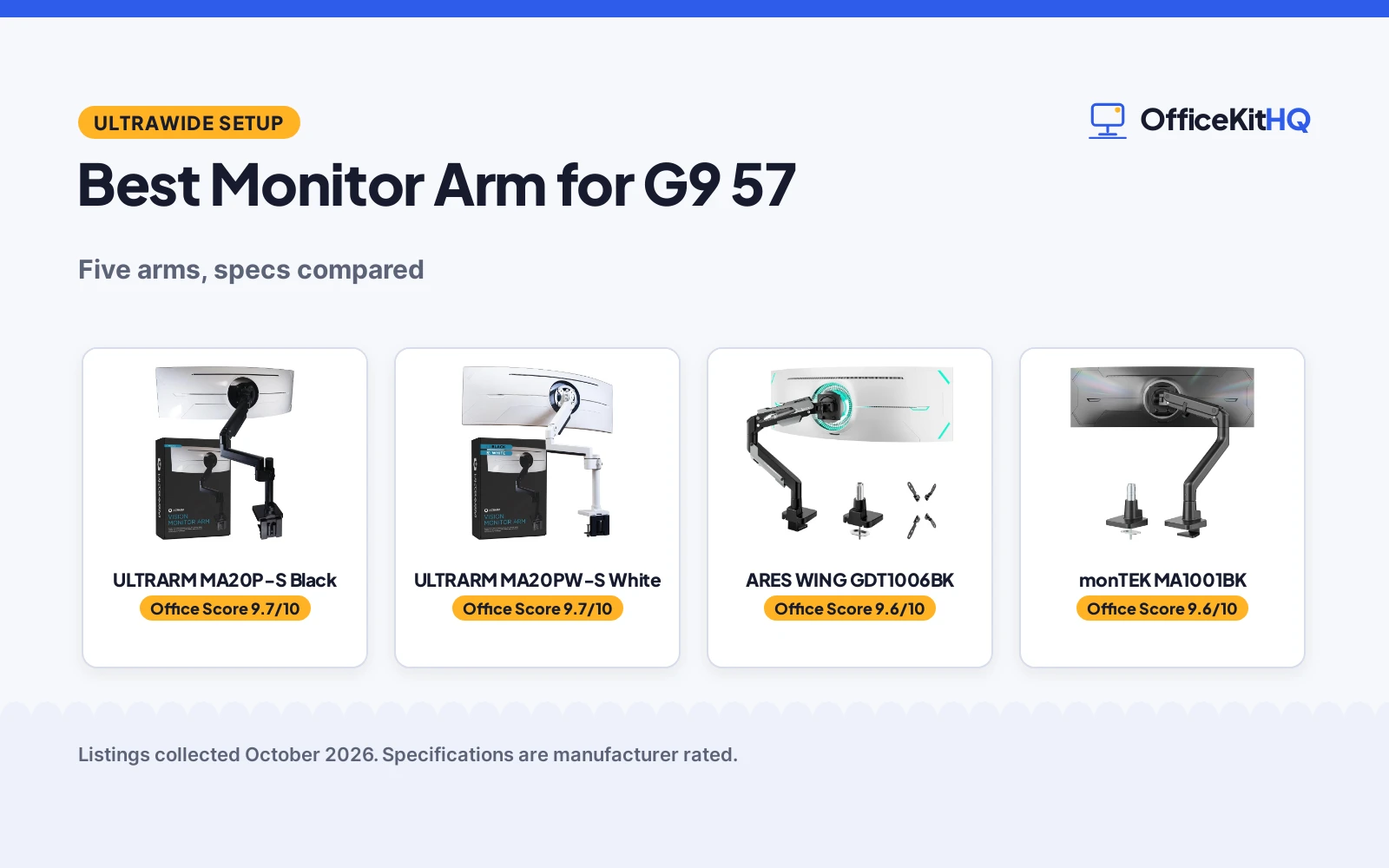 Best Monitor Arm for G9 57 (2026): 5 Compared