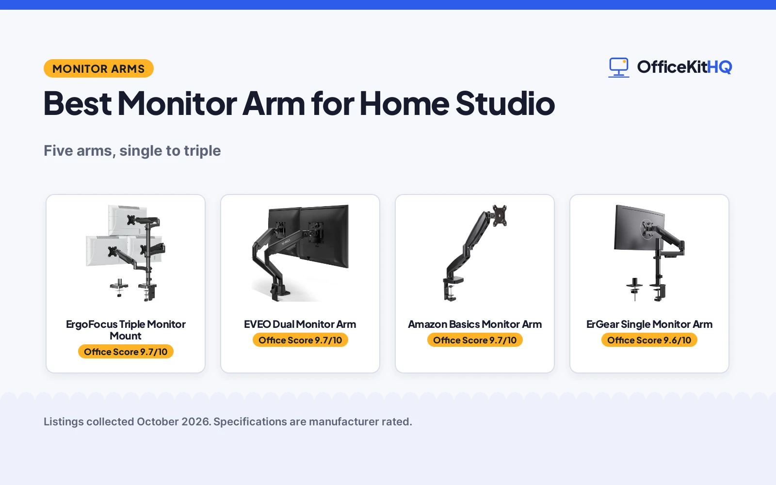 Best Monitor Arm for Home Studio (2026): 5 Compared