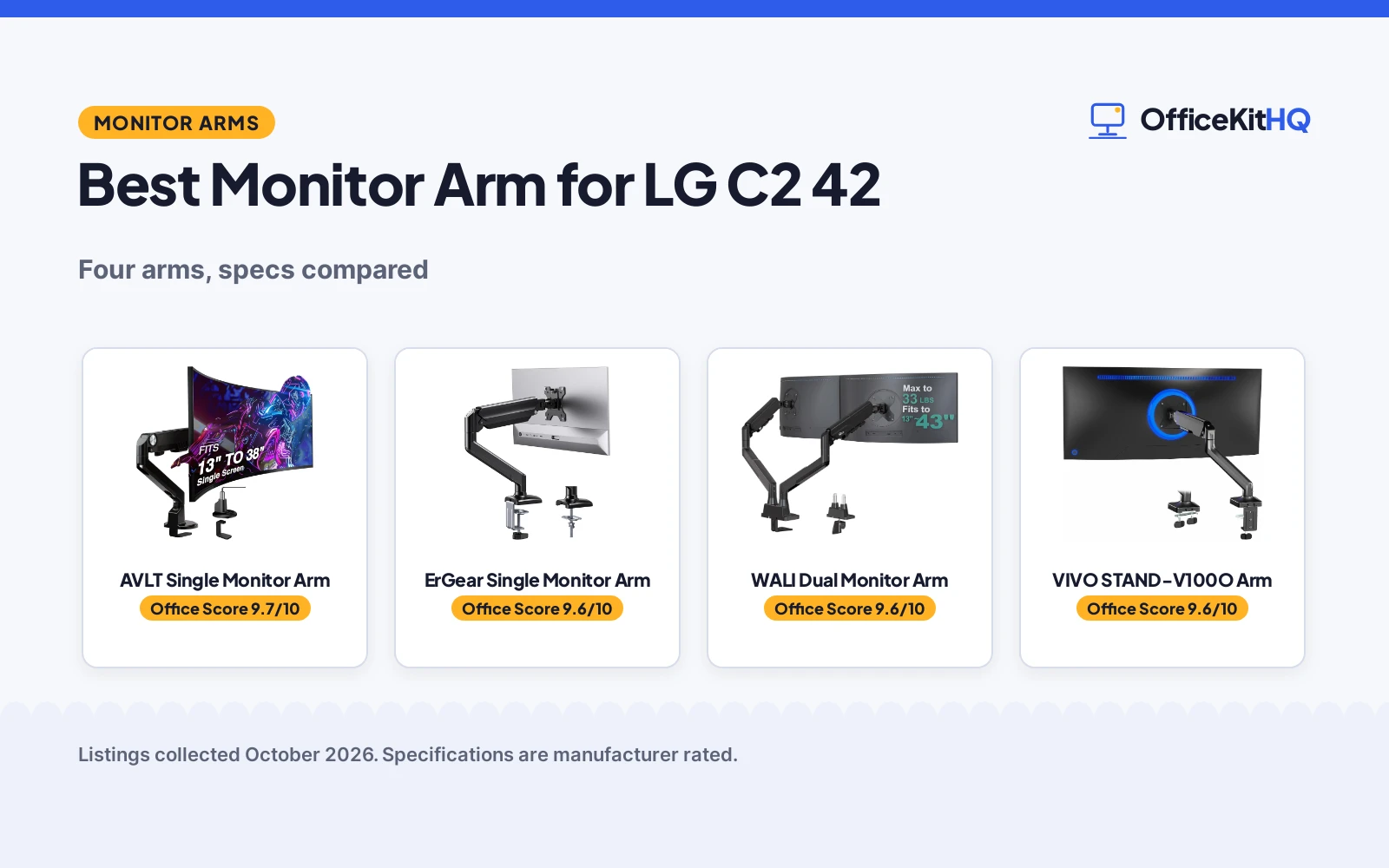 Best Monitor Arm for LG C2 42 (2026): 4 Compared