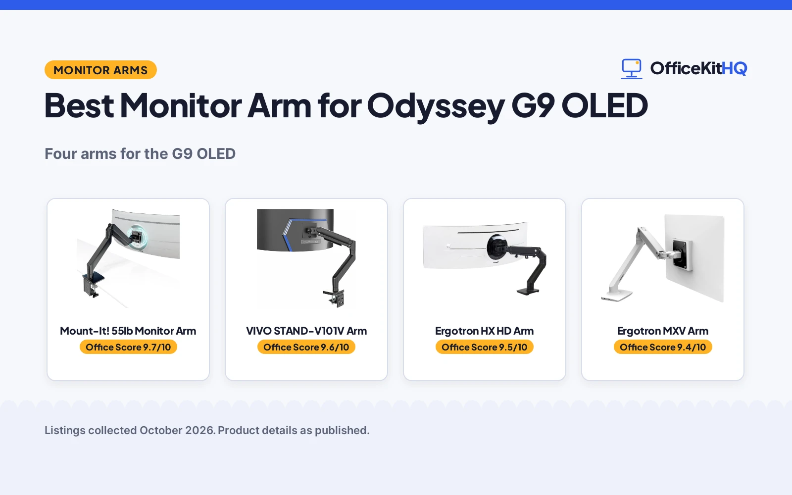 Best Monitor Arm for Odyssey G9 OLED (2026): 4 Compared