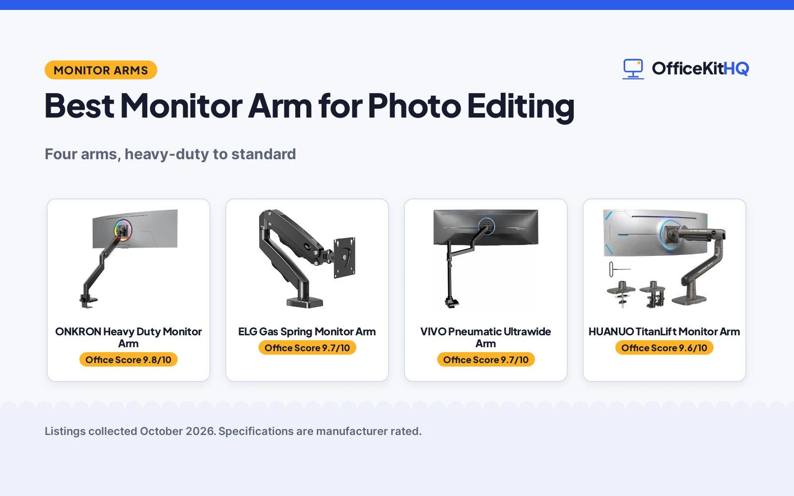 Best Monitor Arm for Photo Editing (2026): 4 Compared
