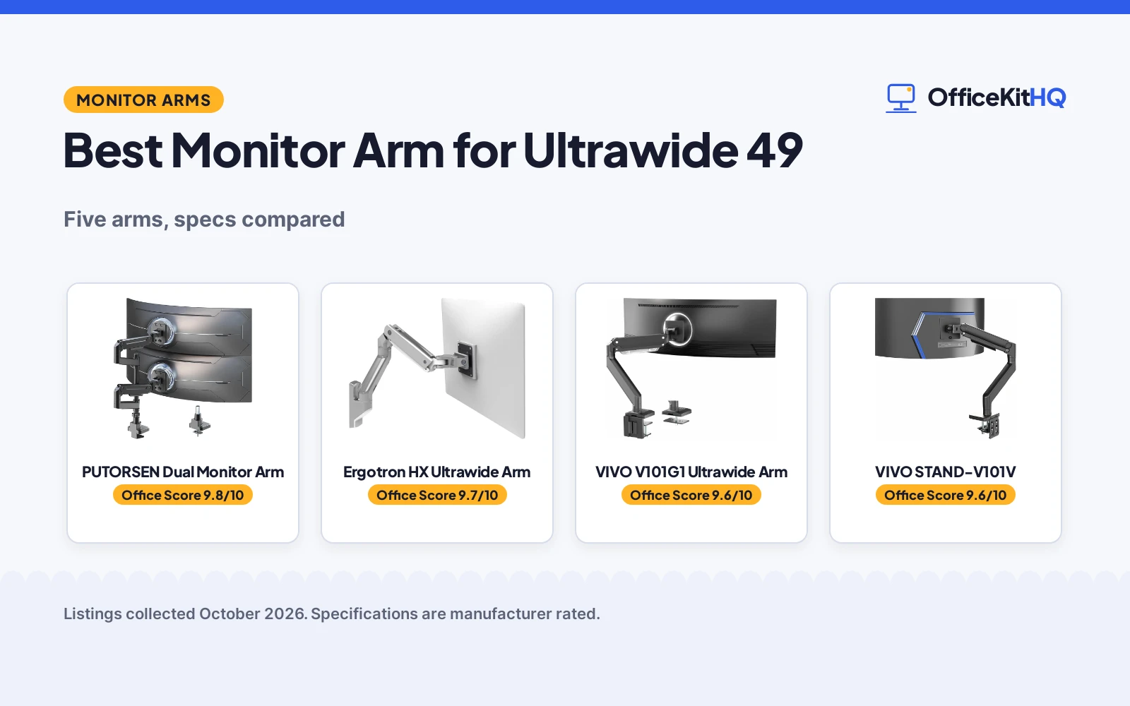 Best Monitor Arm for Ultrawide 49 (2026): 5 Compared
