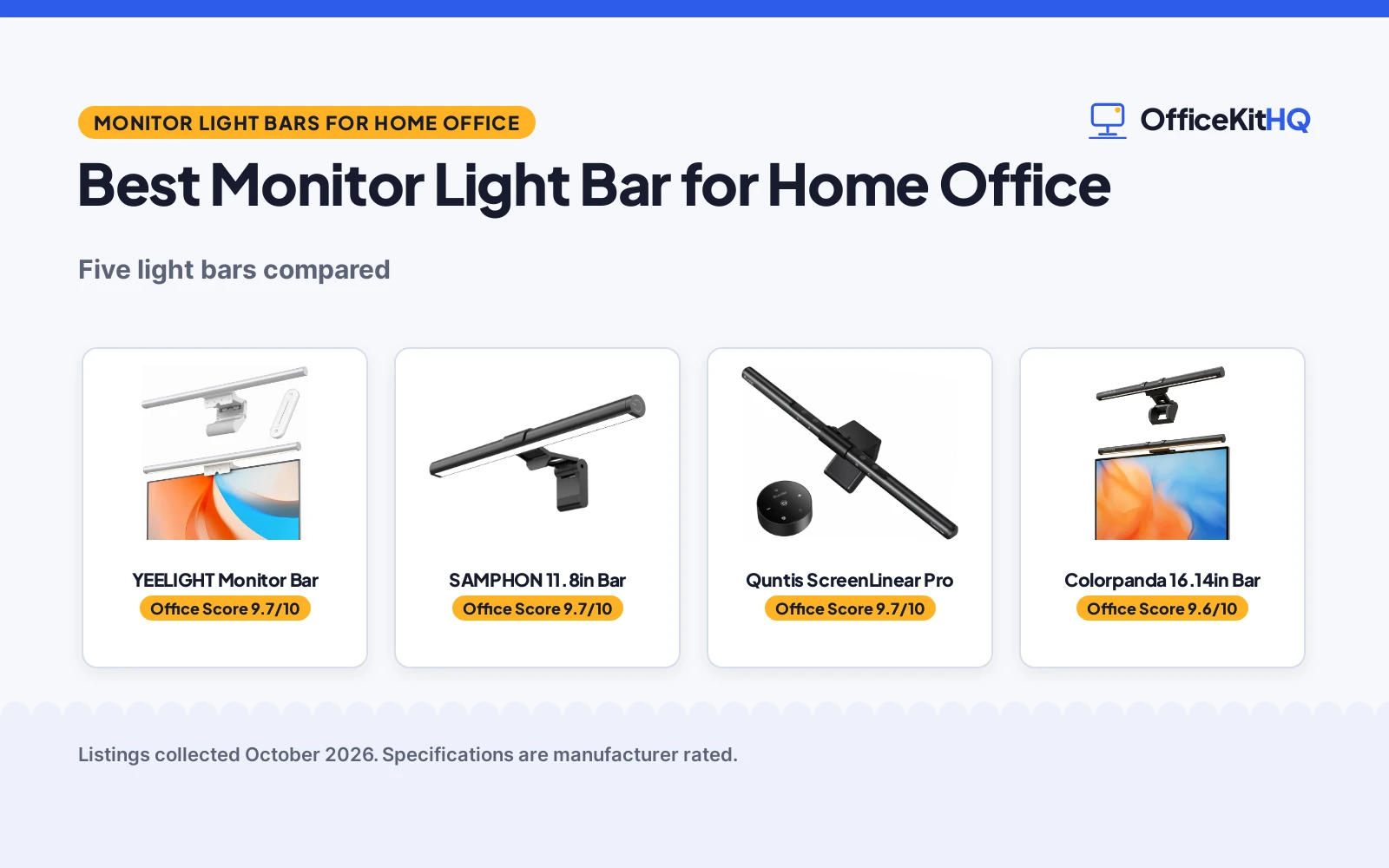 Best Monitor Light Bar for Home Office (2026): 5 Compared