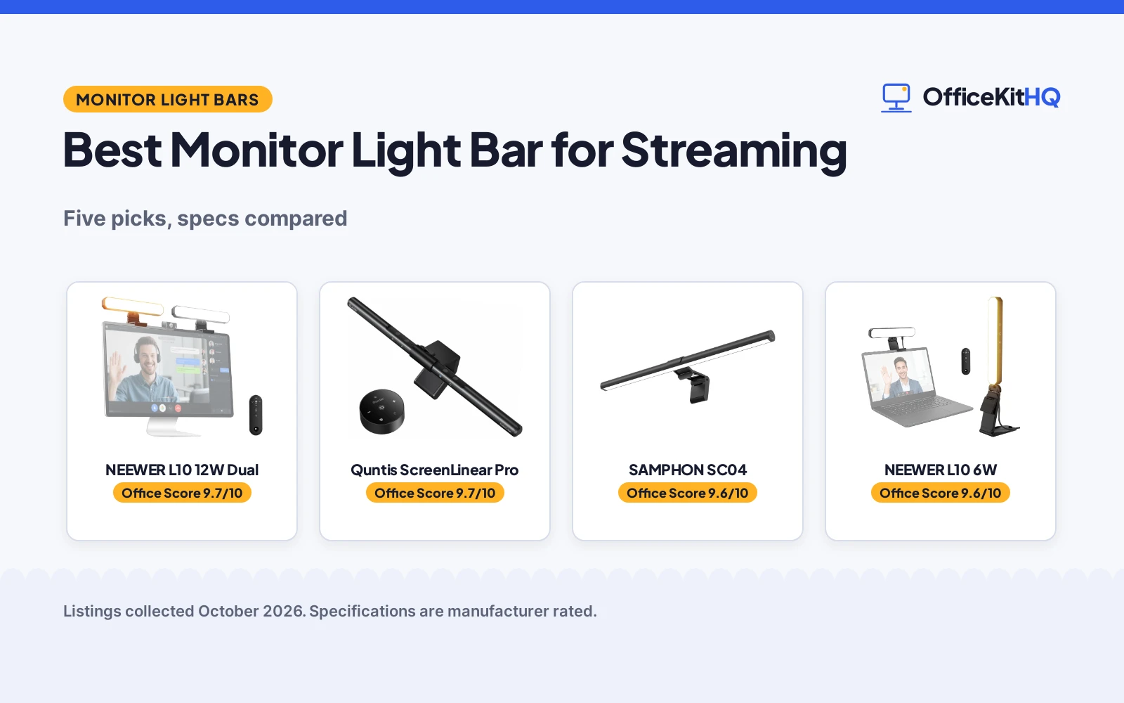 Best Monitor Light Bar for Streaming (2026): 5 Picks Compared