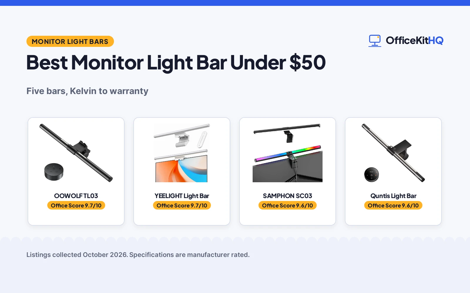 Best Monitor Light Bar Under $50 (2026): 5 Bars Compared