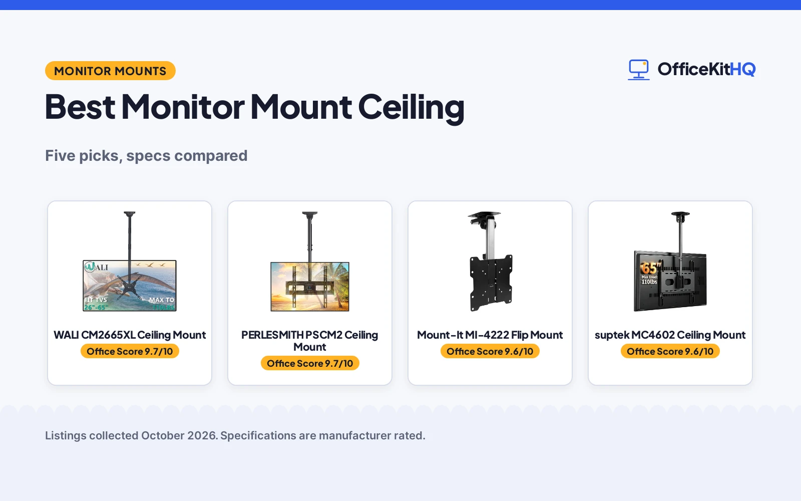 Best Monitor Mount Ceiling (2026): 5 Compared