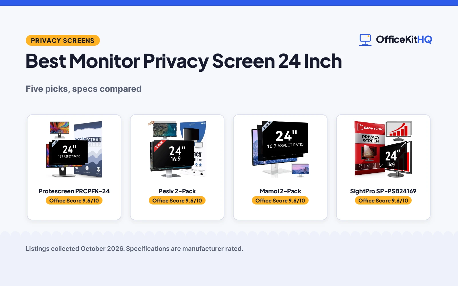 Best Monitor Privacy Screen 24 Inch (2026): 5 Compared
