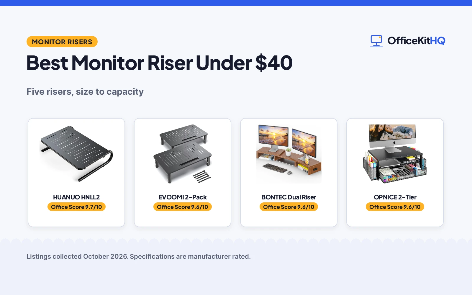 Best Monitor Riser Under $40 (2026): 5 Risers Compared