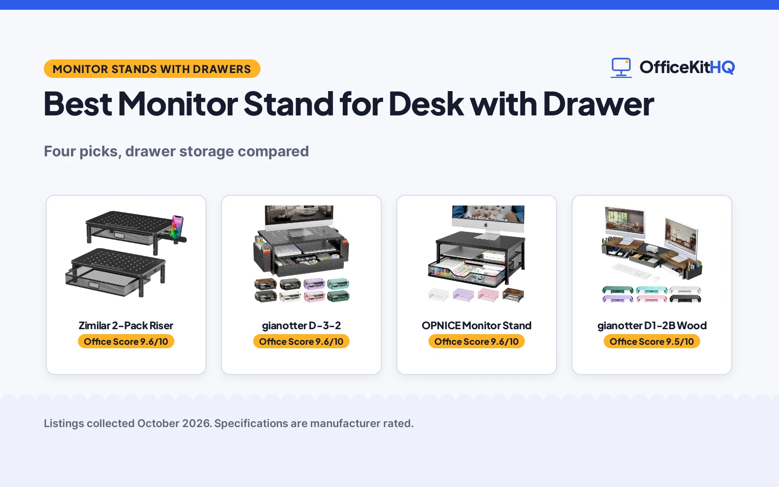 Best Monitor Stand for Desk with Drawer (2026): 4 Compared