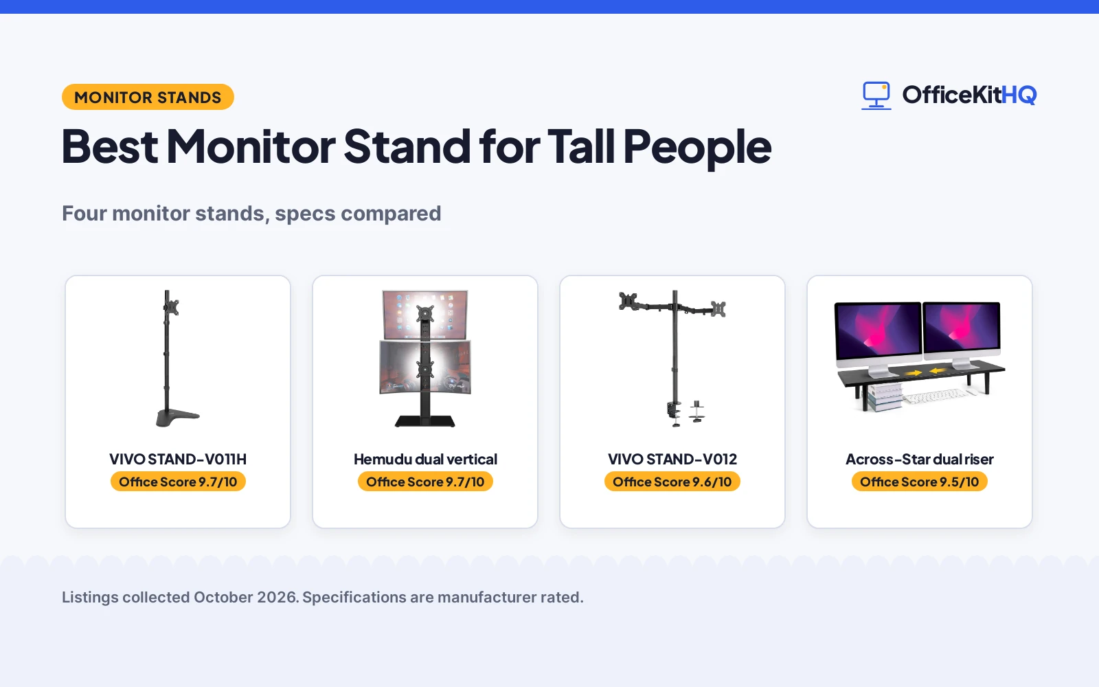 Best Monitor Stand for Tall People (2026): 4 Picks Compared