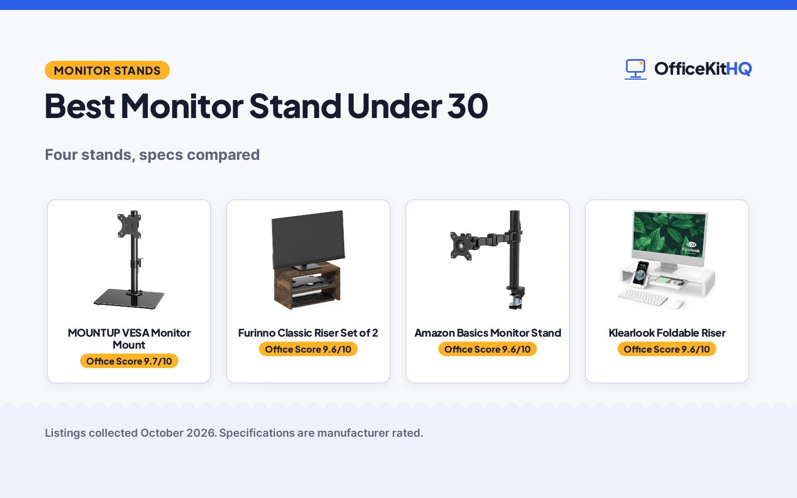 Best Monitor Stand Under 30 (2026): 4 Stands Compared