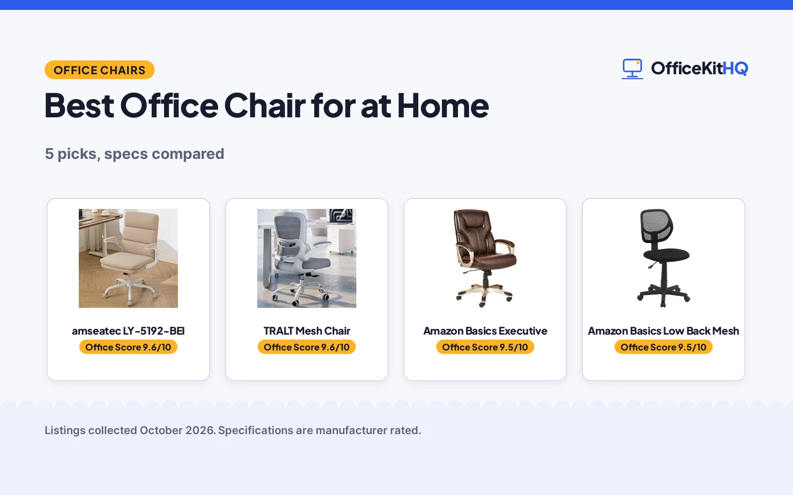 Best Office Chair for at Home (2026): 5 Compared
