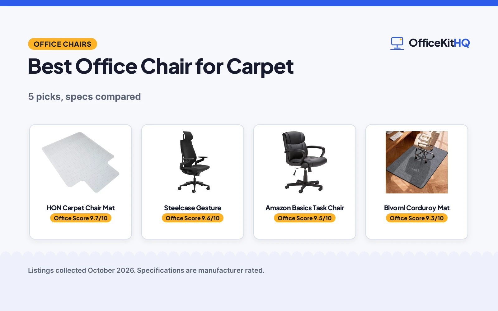 Best Office Chair for Carpet (2026): 5 Picks Compared