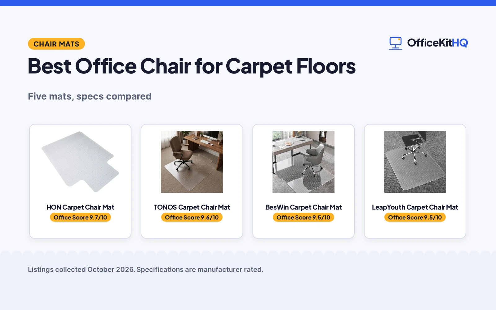 Best Office Chair for Carpet Floors (2026): 5 Compared