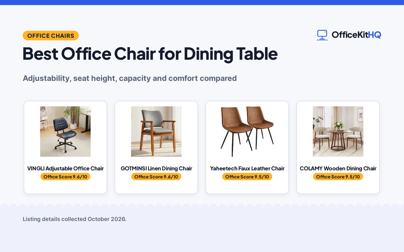 Best Office Chair for Dining Table (2026): 5 Picks