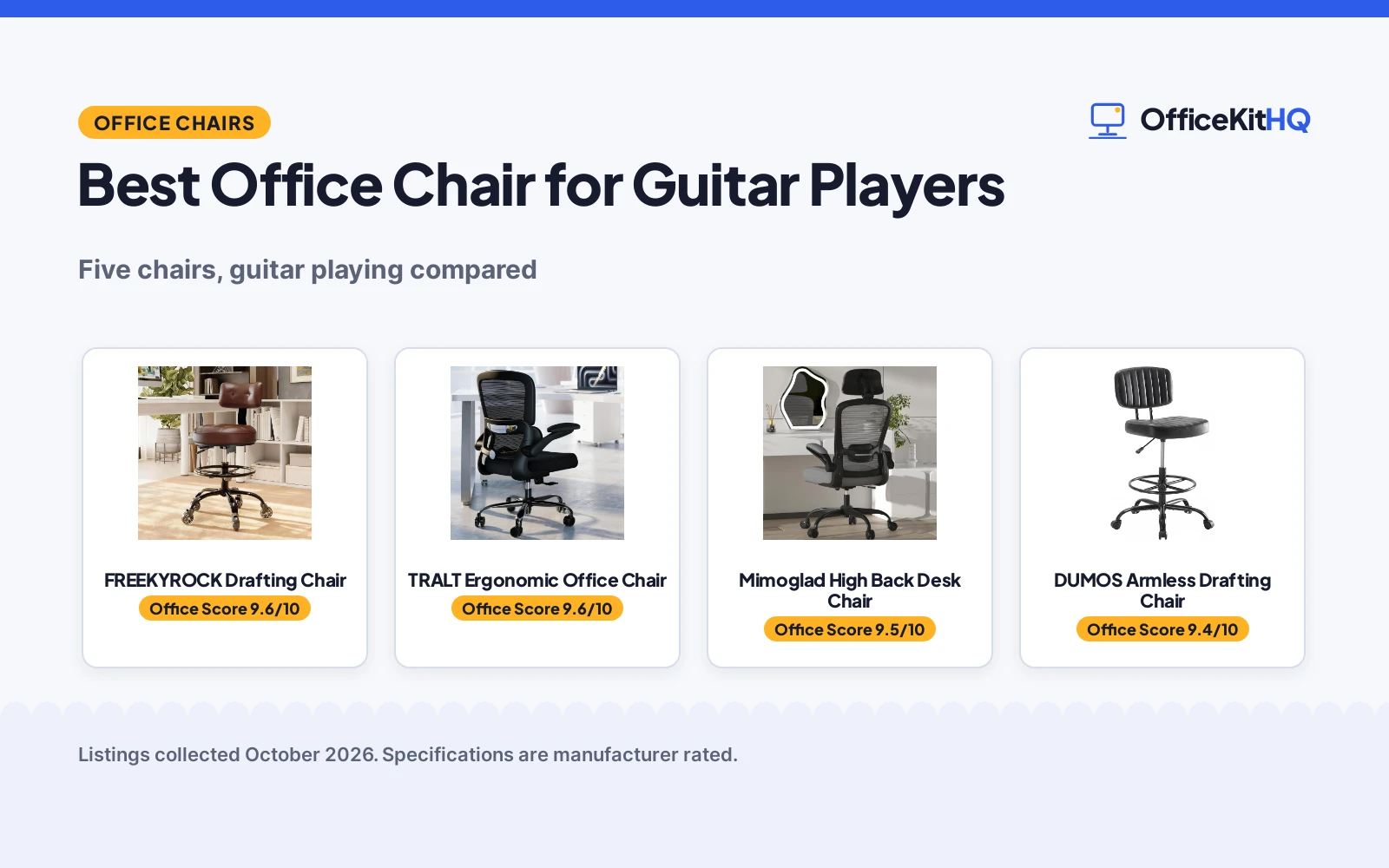 Best Office Chair for Guitar Players (2026): 5 Compared
