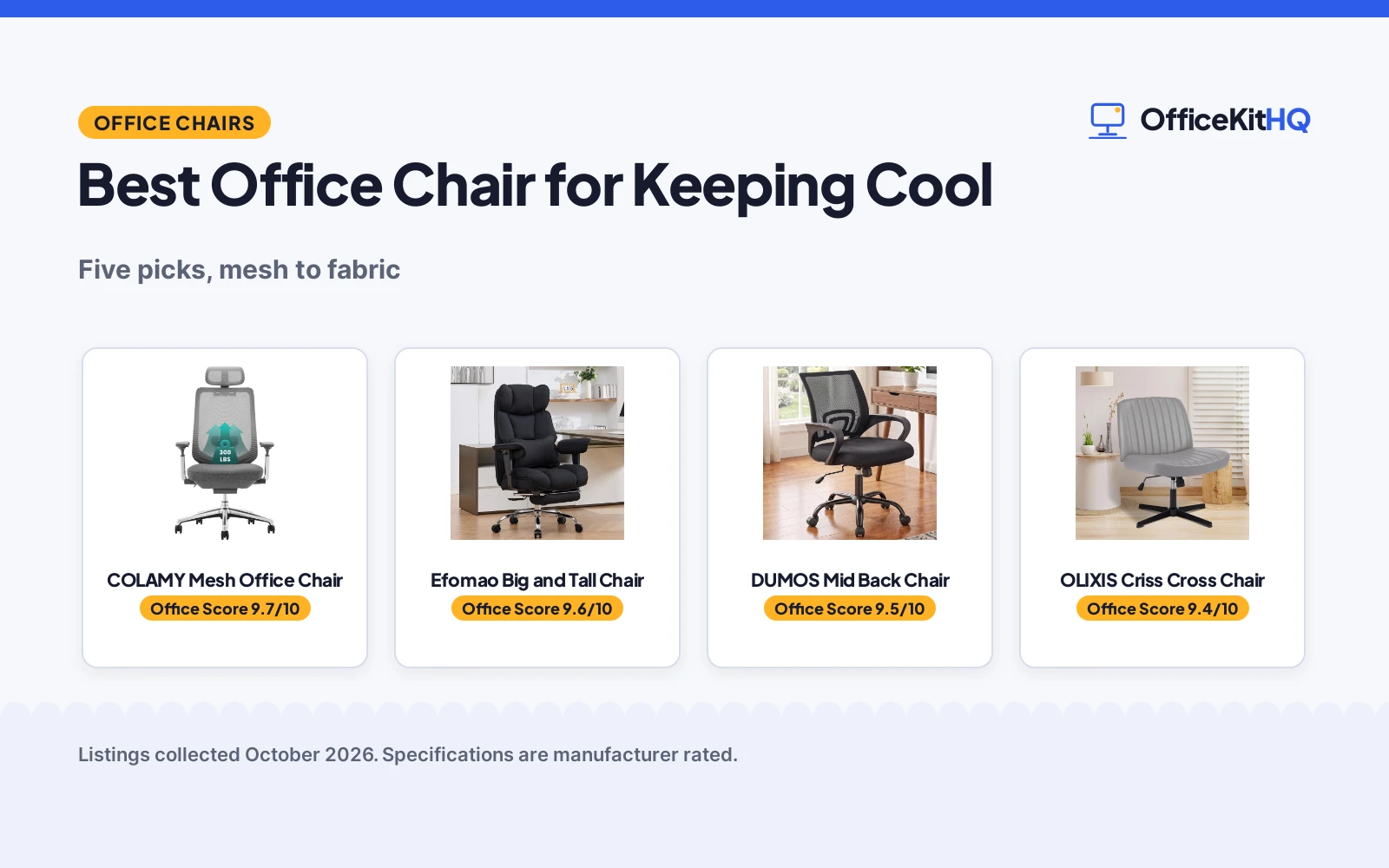 Best Office Chair for Keeping Cool (2026): 5 Picks Compared