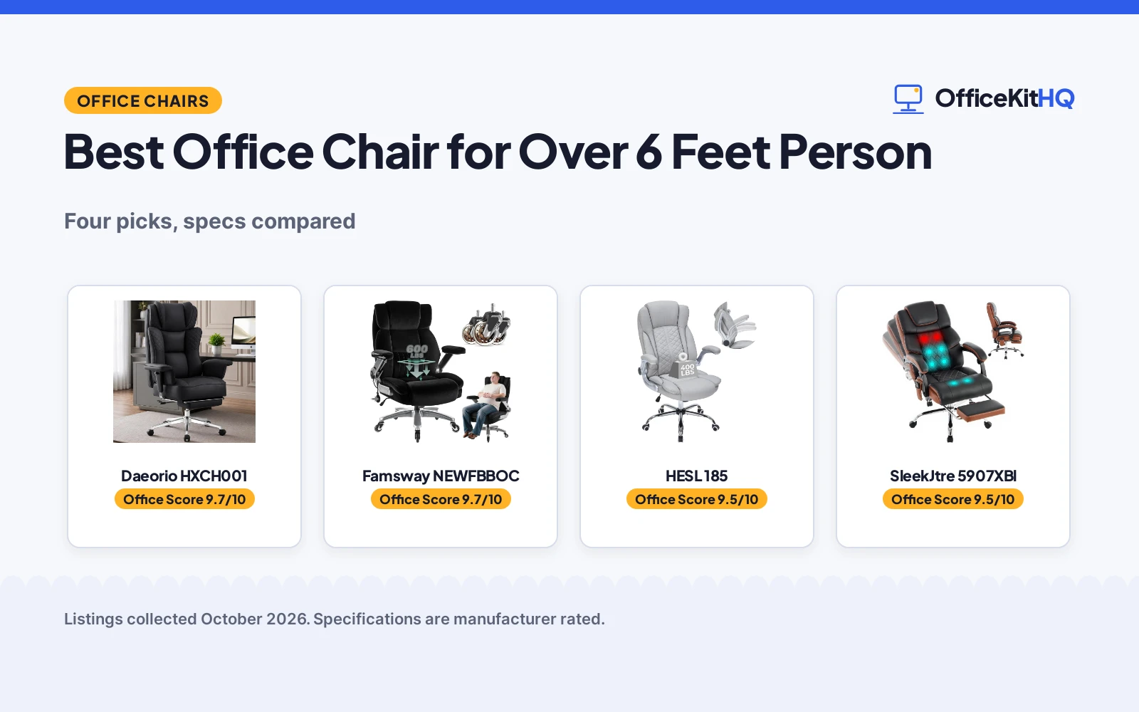 Best Office Chair for Over 6 Feet Person (2026): 4 Picks Compared